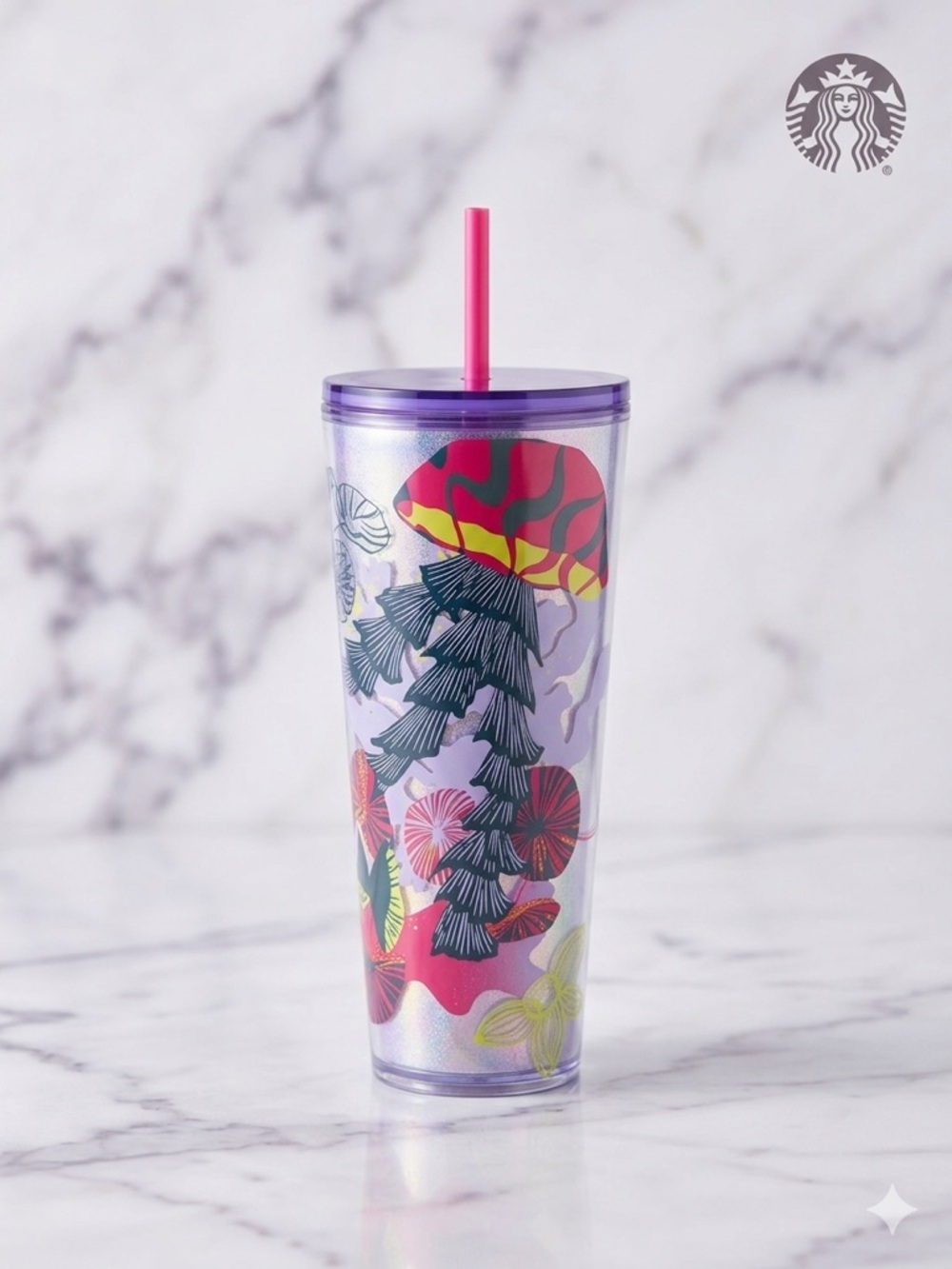 Starbucks Fall 2023 Lilac Holo Jellyfish Parasols Venti Cold Cup Tumbler NWT